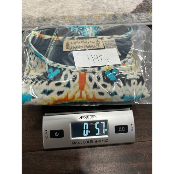 Colorful Life Style Womens Top With Lace Sleeves & Geometric Print S - Picture 9 of 9